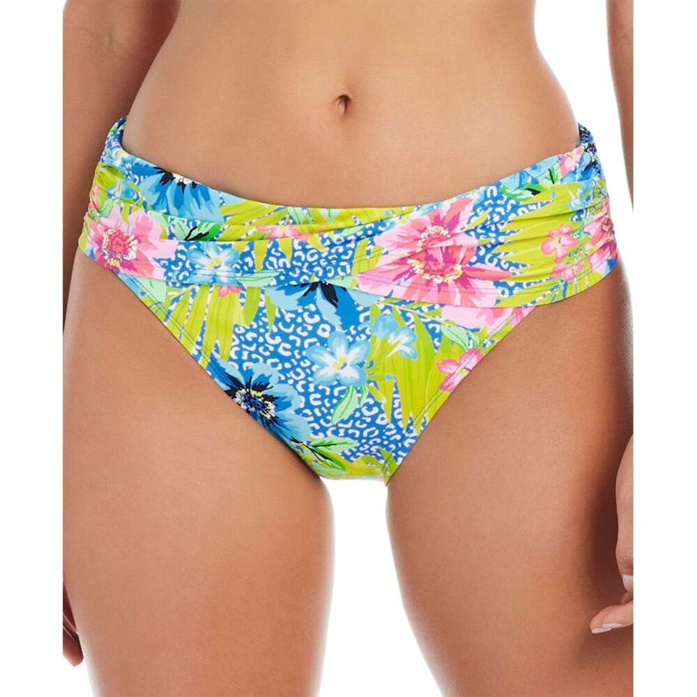 Beattie Womens Let's Get Away Printed Sarong Hipster Bikini Bottom 10 Multi NWT